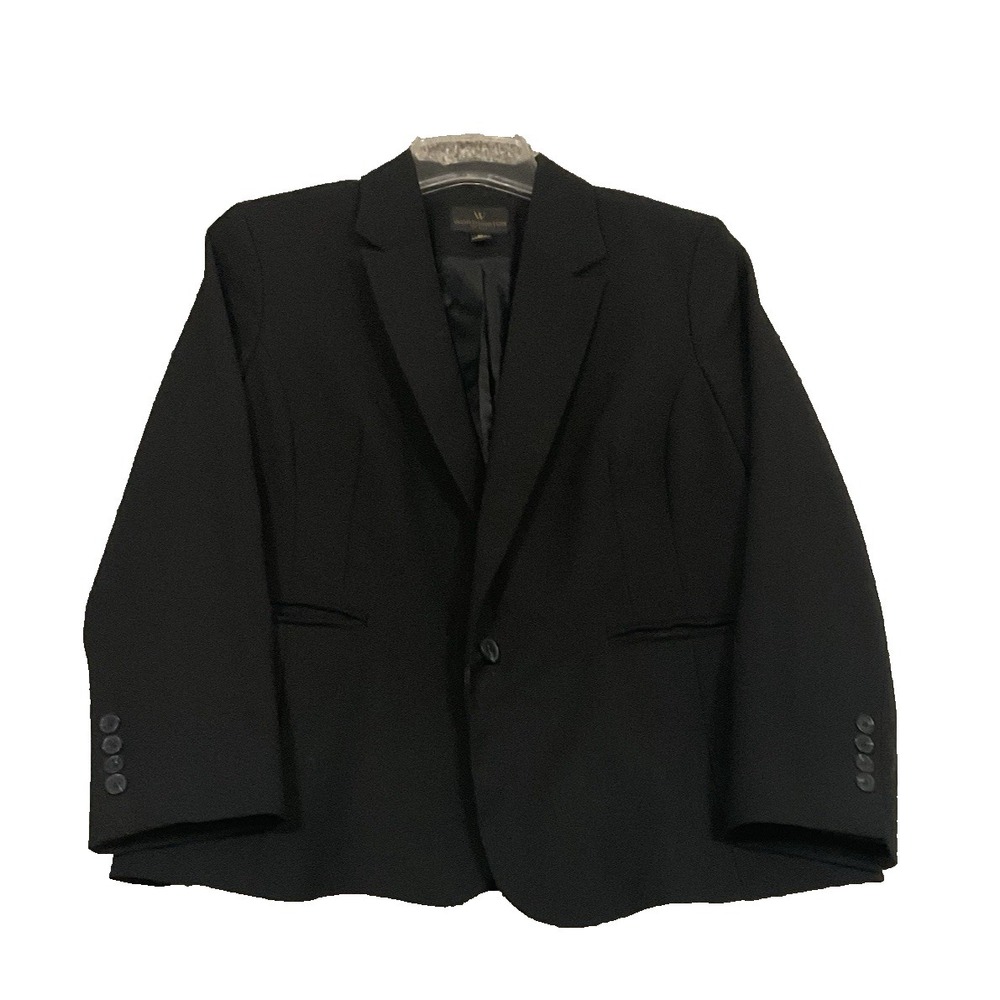 Worthington Petite‎ L Blazer Black Wrinkle Free Classic Capsule Career Business